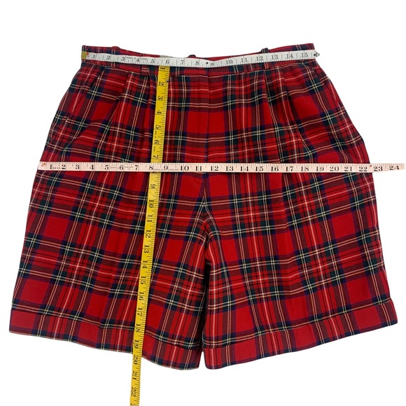 Vintage 100% Wool Red Plaid Shorts- Made in the USA by Talbots Petites - Picture 13 of 13